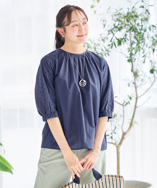 袖刺繍 プルオーバー ブラウス