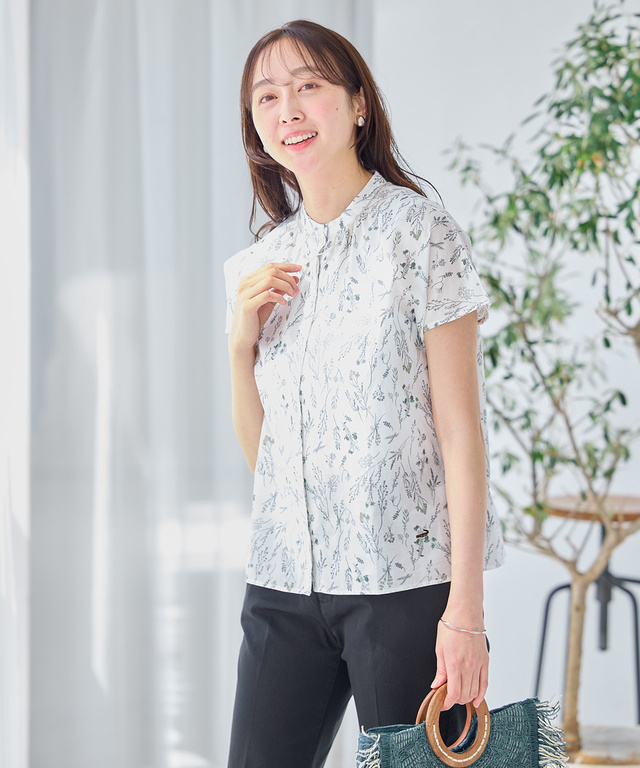 花柄 フレンチスリーブ ブラウス