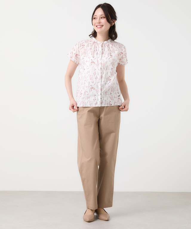 花柄 フレンチスリーブ ブラウス