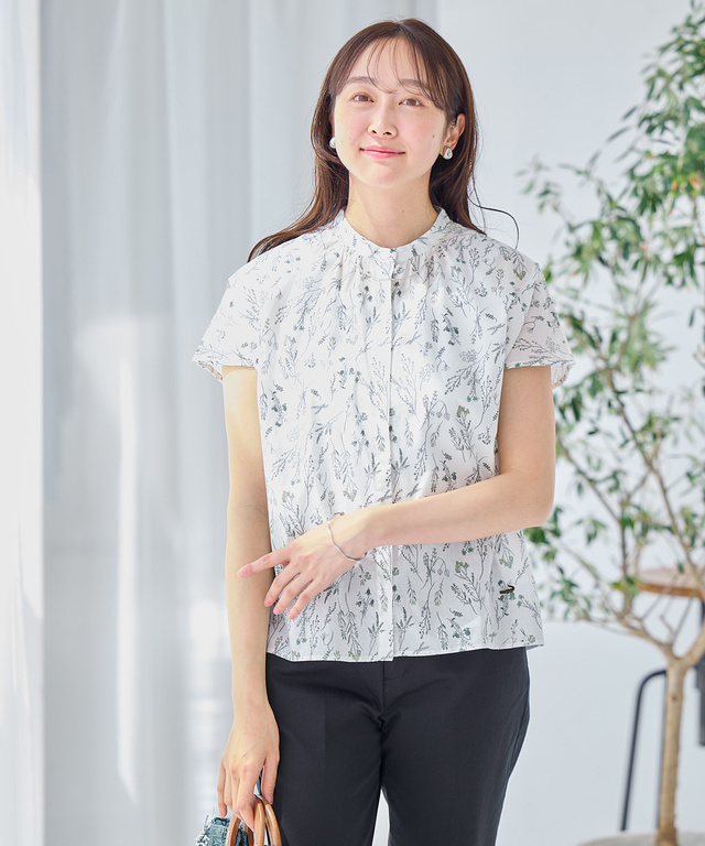 花柄 フレンチスリーブ ブラウス