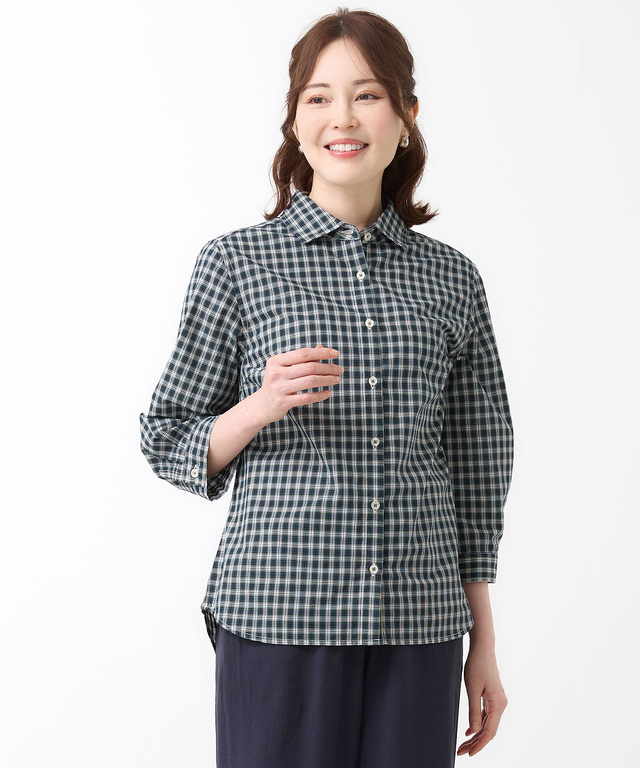 チェック 七分袖 ブラウス【オンラインショップ・一部店舗限定】