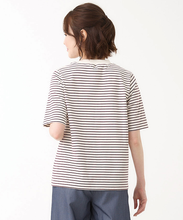 モックネック ボーダー Tシャツ