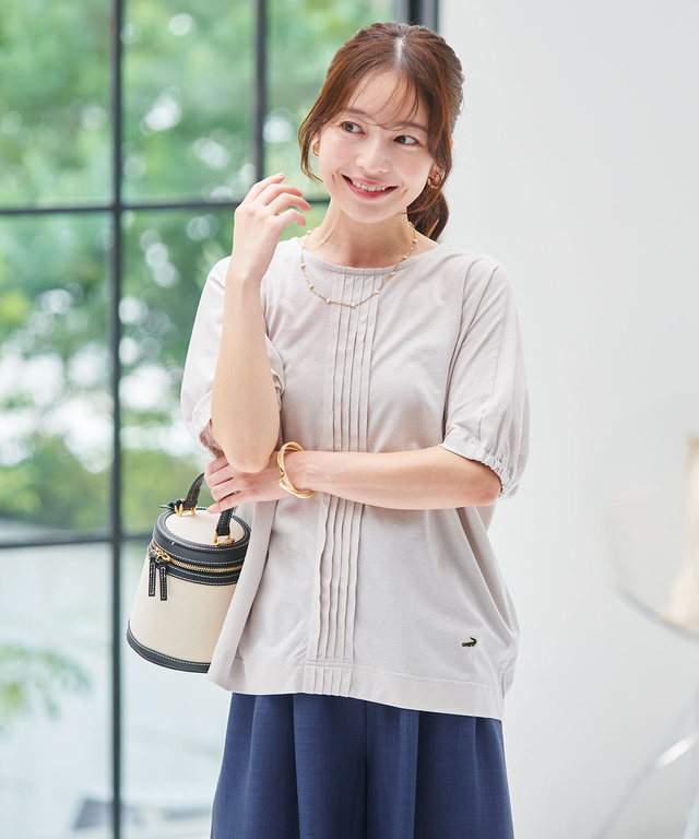 スノーリネン ピンタック プルオーバーTシャツ【接触冷感】