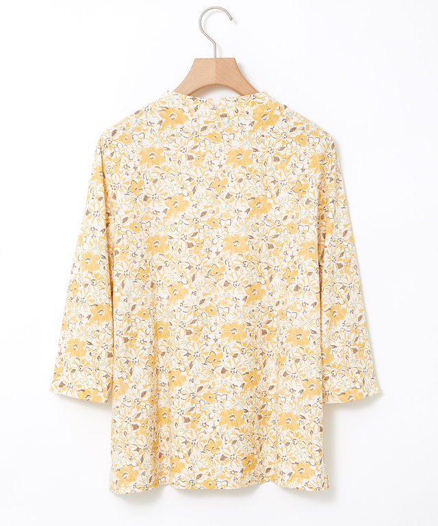 花柄 七分袖 ハイネックカットソー