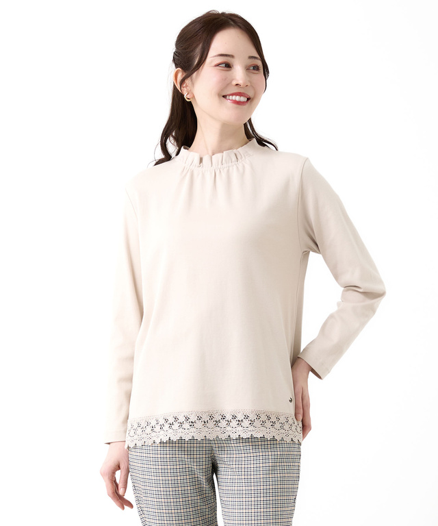 裾レース ハイネック プルオーバー