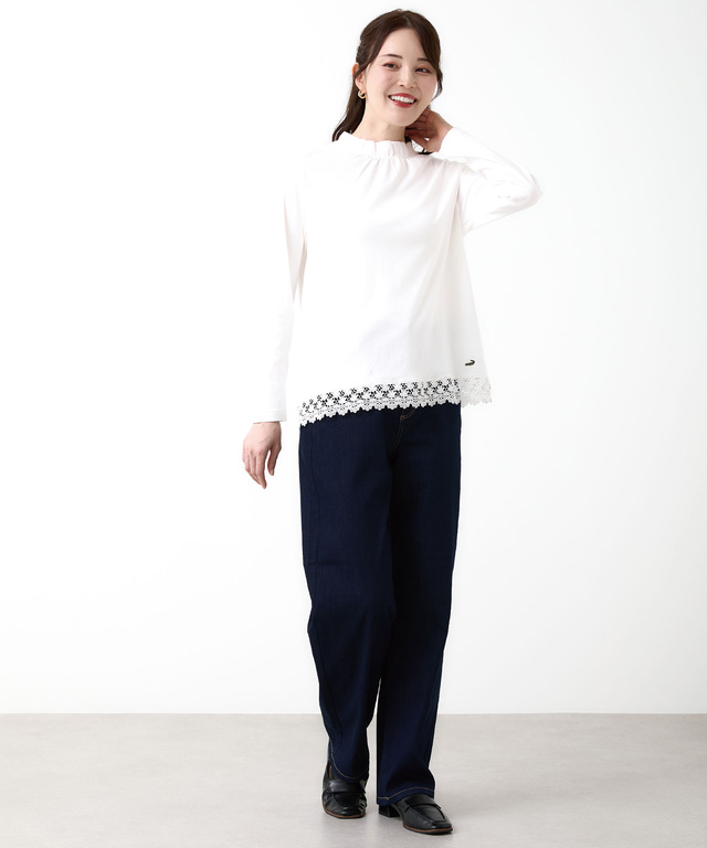 裾レース ハイネック プルオーバー