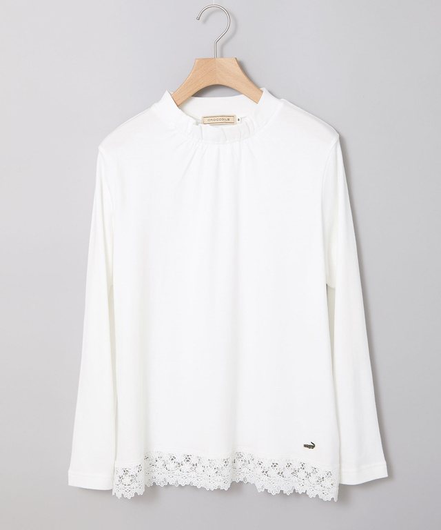 裾レース ハイネック プルオーバー