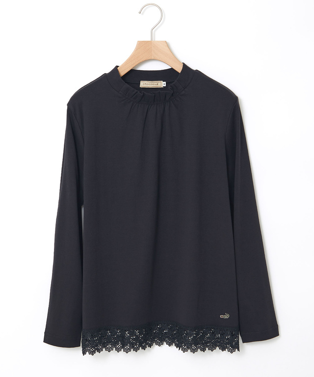 裾レース ハイネック プルオーバー