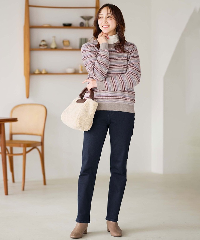 天竺 タートルネック プルオーバー