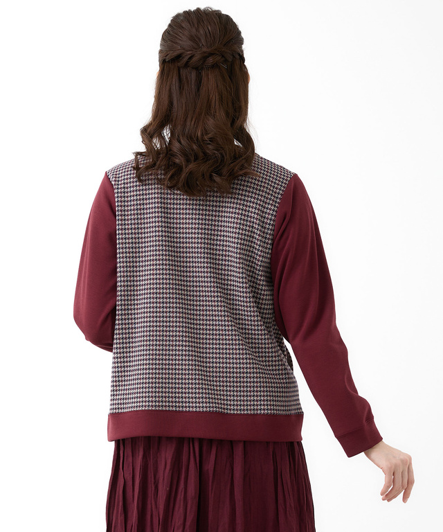 柄切り替え カット カーディガン