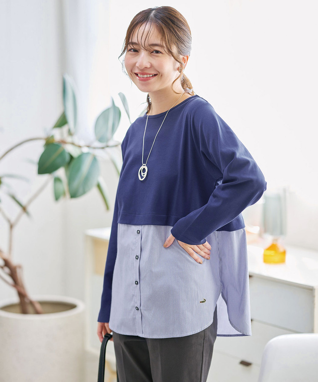 布帛ドッキング カットソー