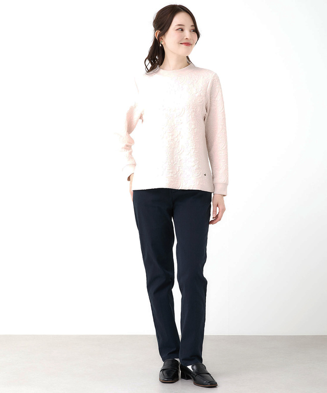 フラワージャカード モックネック トレーナー