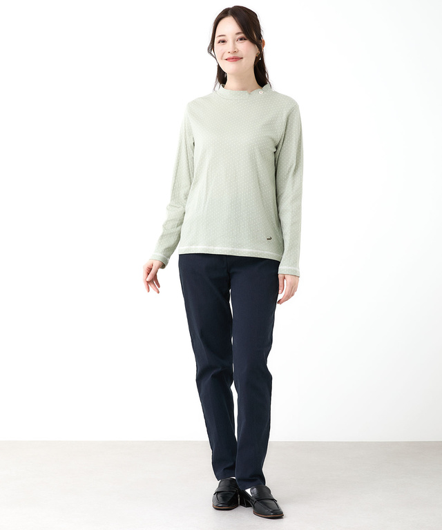 ドット柄 ハイネック プルオーバー