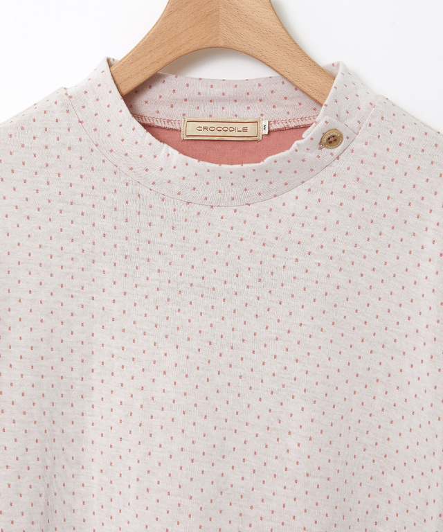 ドット柄 ハイネック プルオーバー