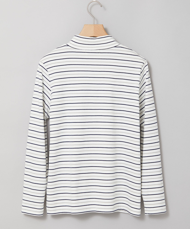 ボーダー ハイネック カットソー【ウガンダ オーガニック コットン】