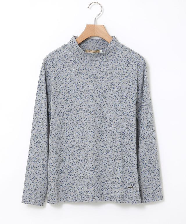 花柄プリント ハイネック プルオーバー