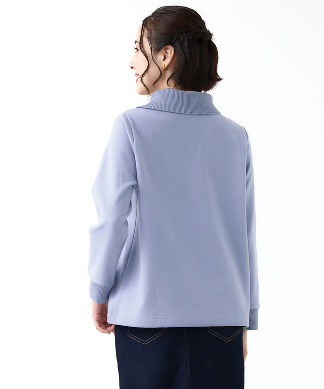 起毛 襟ニット カットソー