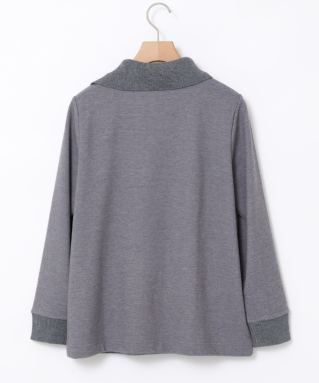 起毛 襟ニット カットソー