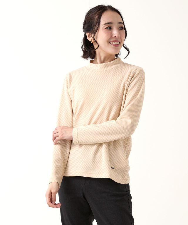 チェックジャカード ハイネックプルオーバー