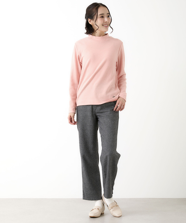 チェックジャカード ハイネックプルオーバー