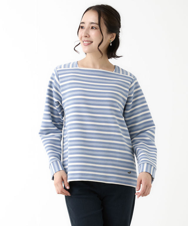 スクエアネック ボーダー プルオーバー　