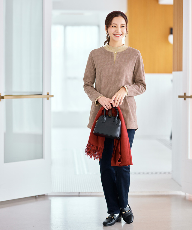 千鳥柄 ドッキング チュニック