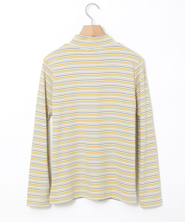 マルチボーダー スムース ハイネックカットソー