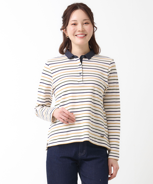 ボーダー 長袖 ポロシャツ