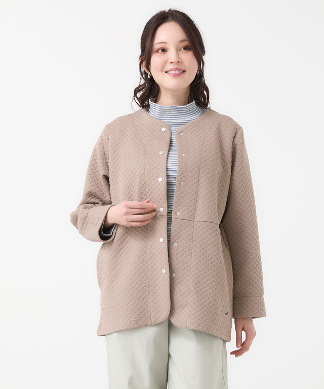 格子柄 ジャカード カーディガン