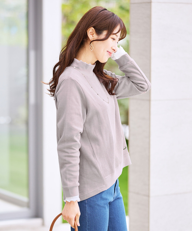 メランジリブ プルオーバー カットソー