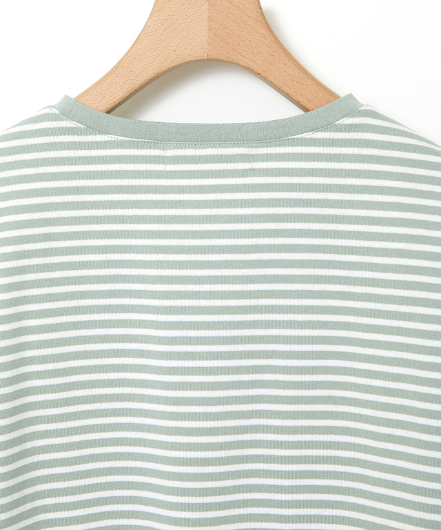 ボーダー 切り替え 七分袖Tシャツ