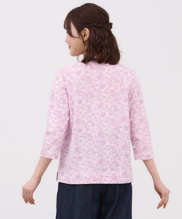 花柄プリント ハイネック プルオーバー