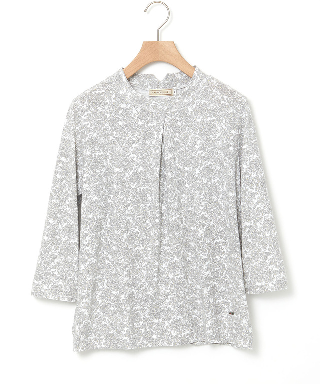 花柄プリント ハイネック プルオーバー