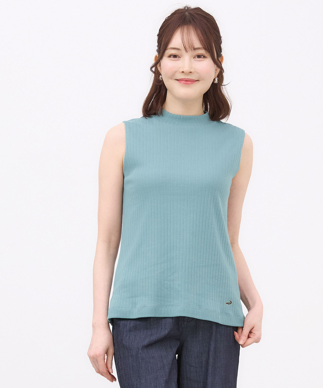 リブ ハイネック タンクトップ