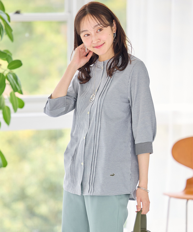 ストライプ ピンタック チュニック