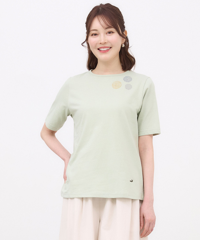 ブローチプリント 半袖 Tシャツ