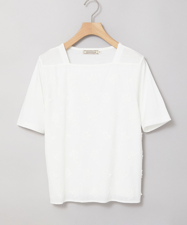 花柄刺繍 ドッキング プルオーバー