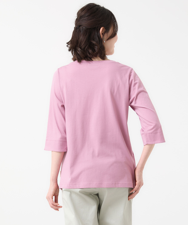 刺繍切り替え 七分袖 カットソー