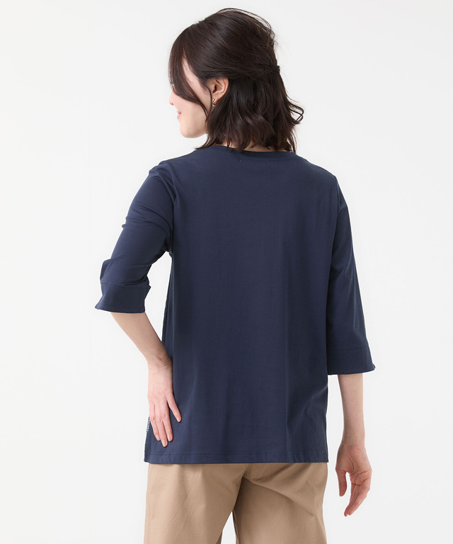 刺繍切り替え 七分袖 カットソー