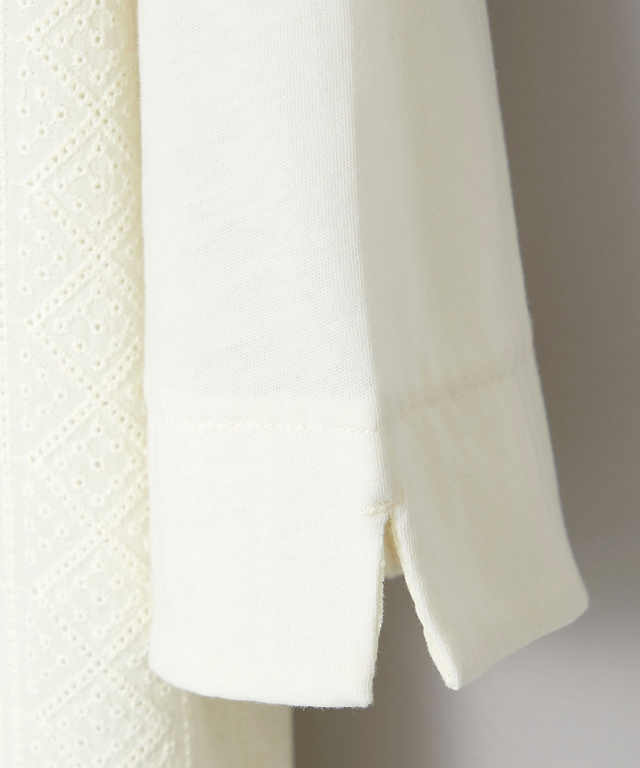 刺繍切り替え 七分袖 カットソー