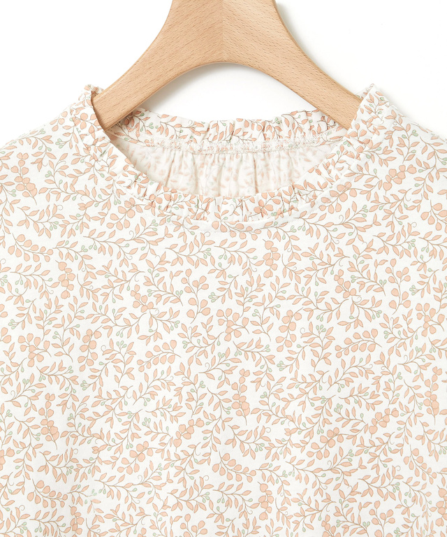 総柄プリント フリル襟 カットソー