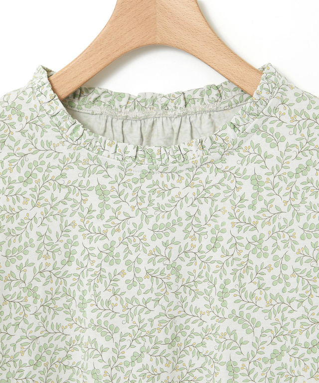 総柄プリント フリル襟 カットソー