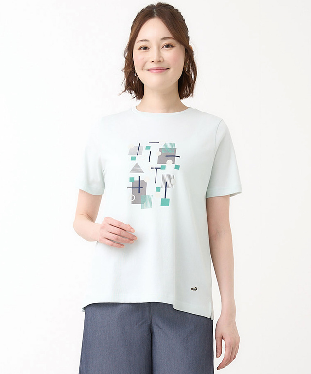プレーティング天竺 モチーフプリント Tシャツ【UVカット】
