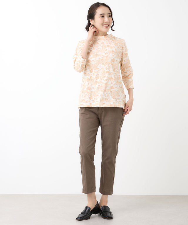 花柄プリント 七分袖 Tシャツ