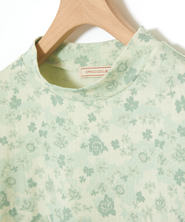 花柄プリント 七分袖 Tシャツ
