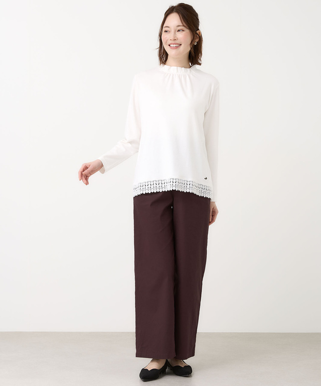 裾レース ハイネック プルオーバー【オンラインショップ・一部店舗限定】【手洗いOK】