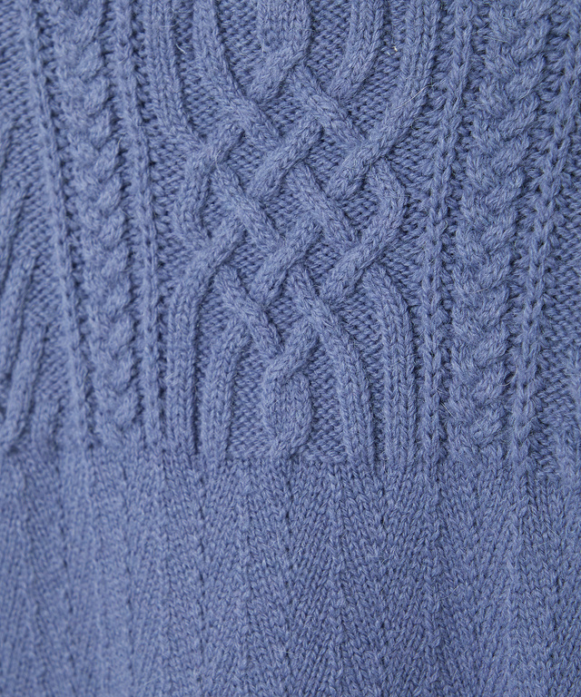 ウールブレンド ボトルネック ケーブルニット【手洗いOK】