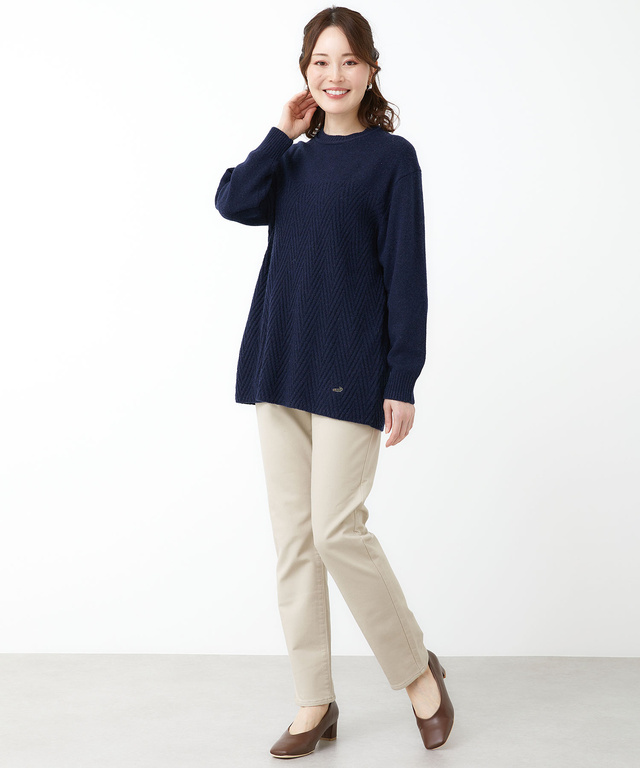 クルーネックニットチュニック