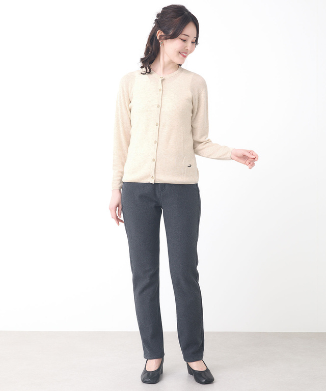 ウールブレンド リブニット カーディガン