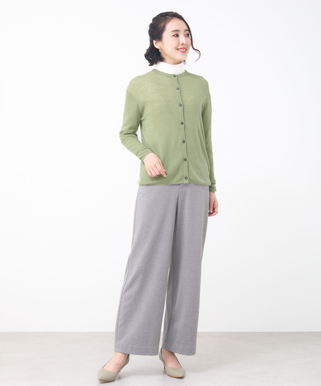 ウールブレンド リブニット カーディガン